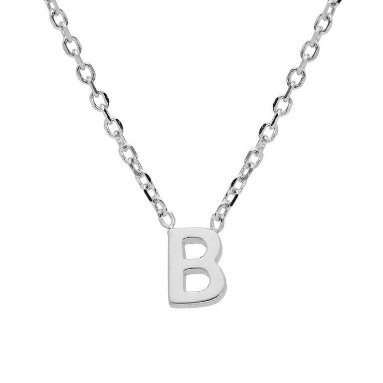 Collier mode initiale B petite en argent 925 rhodié