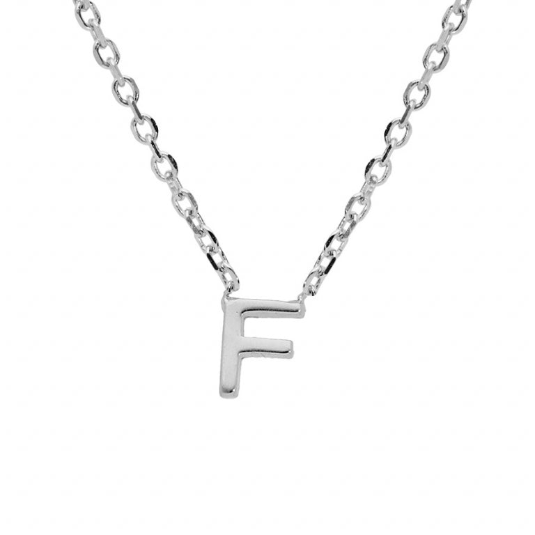 Collier initiale F petite en argent 925 rhodié – Azuline