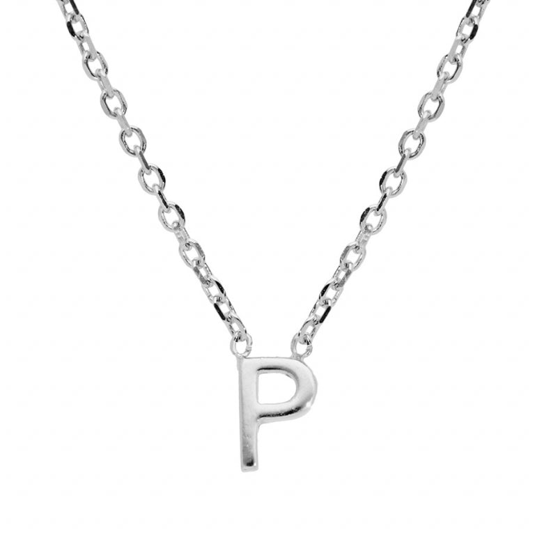 Collier mode initiale P en argent 925 rhodié