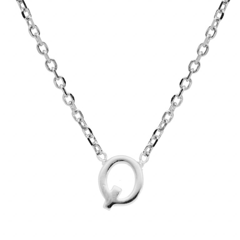 Collier mode petite initiale Q en argent 925 rhodié