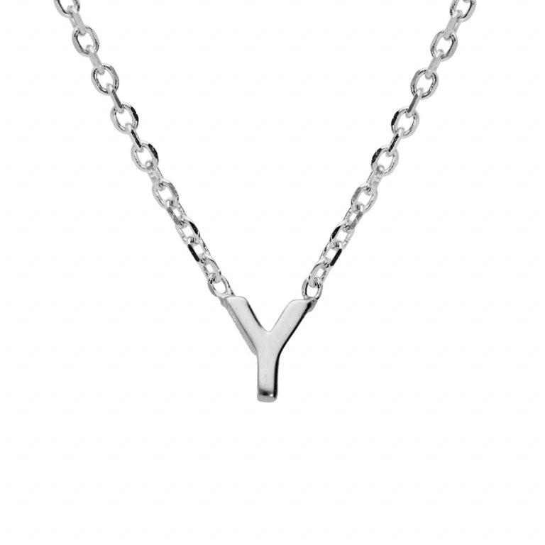 Collier mode initiale Y en argent 925 rhodié