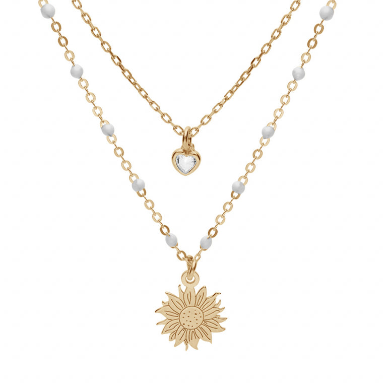 Colar Sol e Coração – Prata Dourada com Ouro Fino | Azuline
