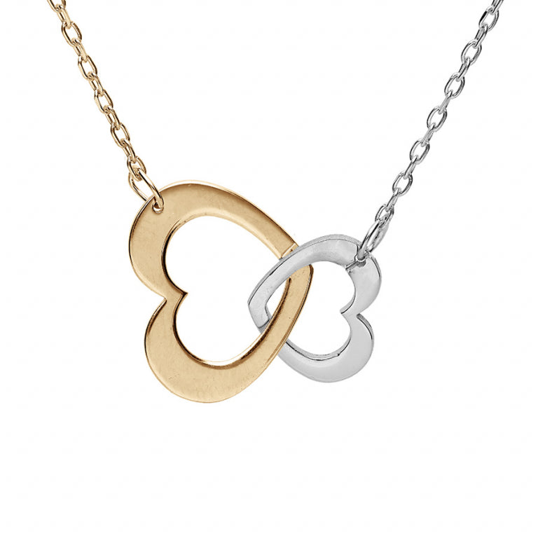 Collar Doble Corazón – Plata Dorada con Oro Fino | Azuline