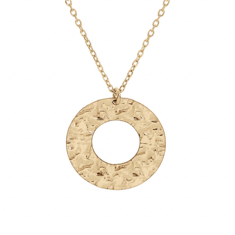 Ronde gehamerde ketting – zilver verguld met fijn goud | Azulin-weergave 2