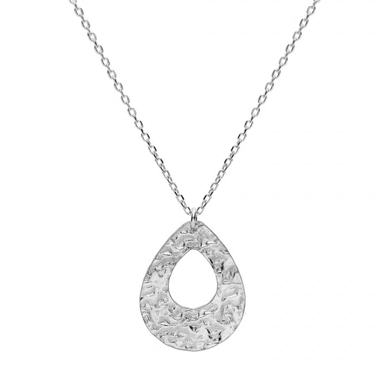 Hammered Drop Halsband – Silver | Azulin view 2
