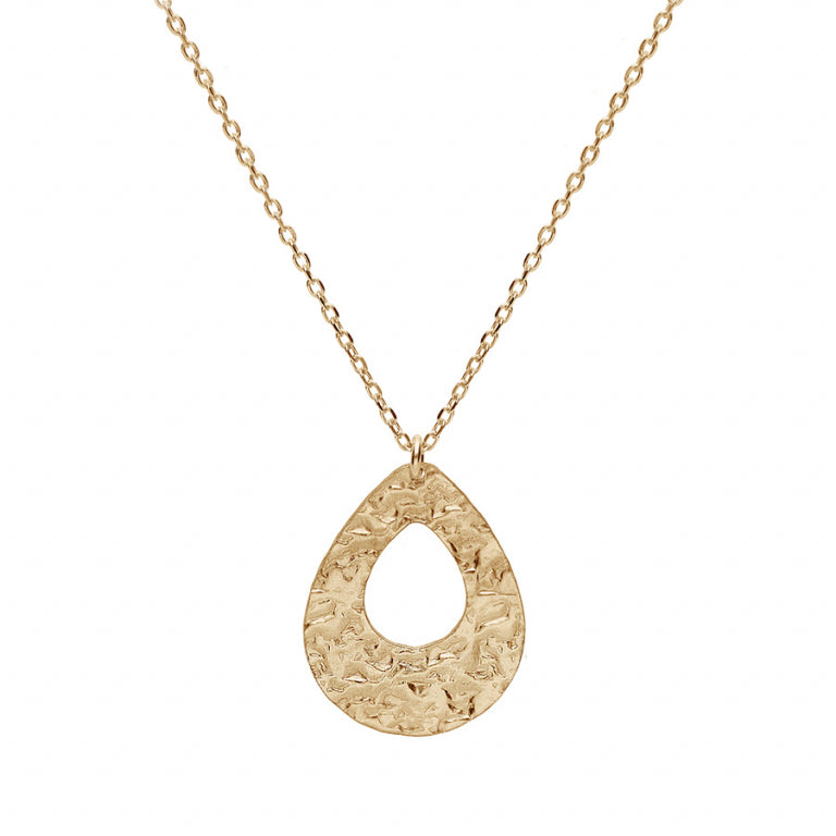 Κολιέ Hammered Drop – Ασημένιο επιχρυσωμένο με λεπτό χρυσό | Άποψη Azulin 2
