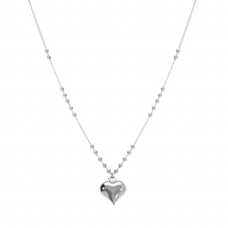 Collier motif cœur bombé en argent 925 rhodié – vue 2