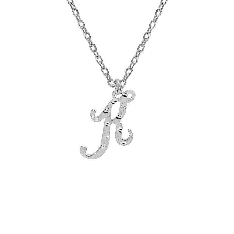 Collier mode lettre anglaise diamanté en Argent 925 Rhodié