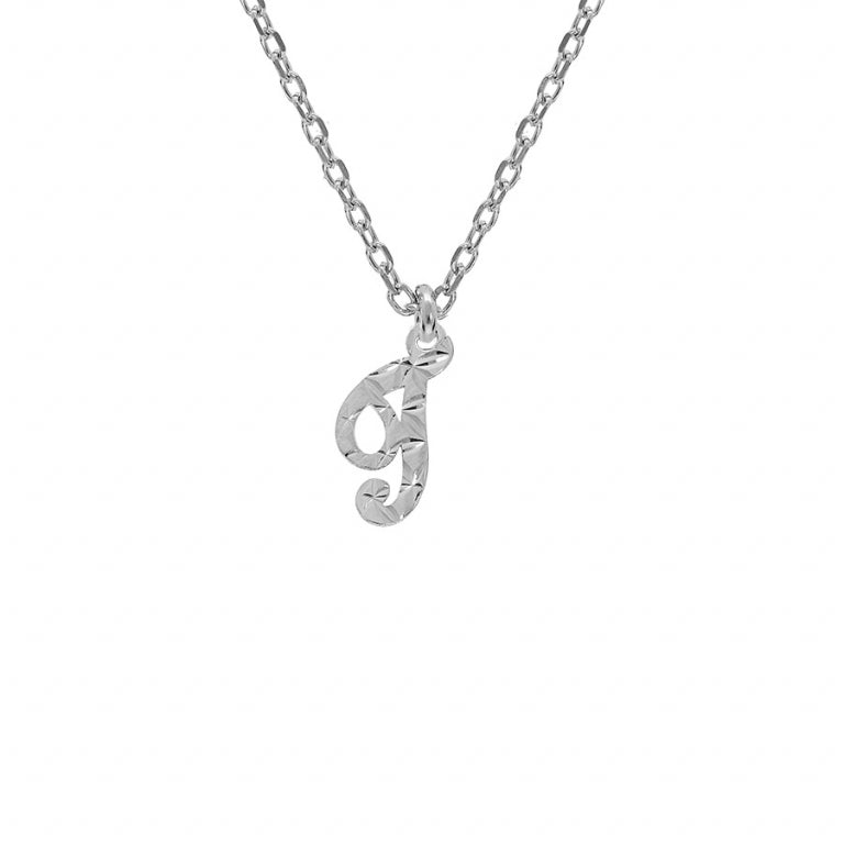 Collier pendentif lettre anglaise diamanté en argent 925 rhodié