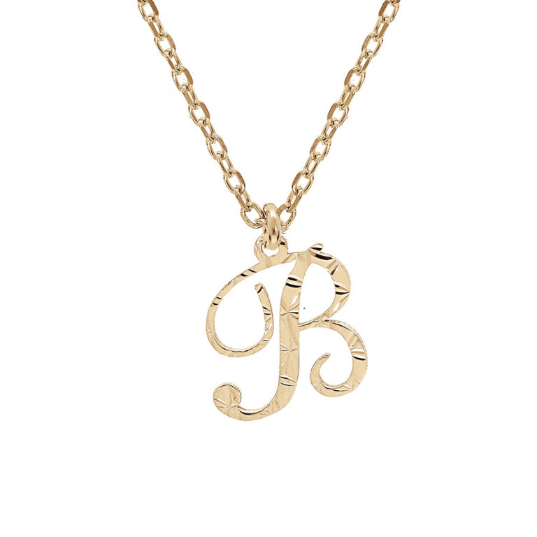 Collier mode lettre anglaise B diamantée en argent 925 plaqué or