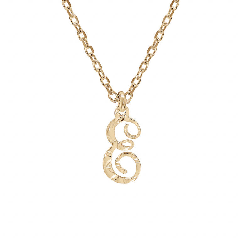 Collier mode lettre anglaise E diamanté en Argent 925 Plaqué Or