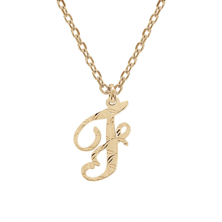 Collier initiale anglaise F diamantée en argent 925 doré – Azuline