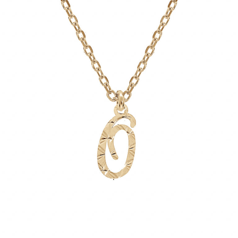 Collier mode lettre anglaise O diamanté en argent 925