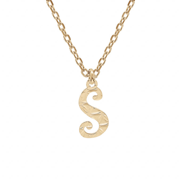 Collier mode lettre anglaise S diamanté en argent 925