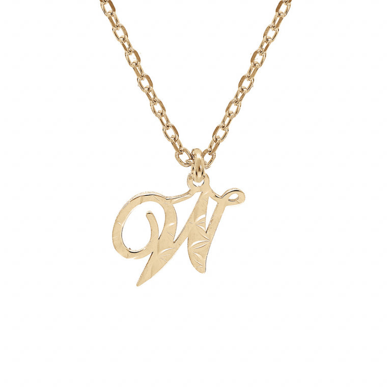 Collier mode lettre anglaise W diamanté en Argent 925