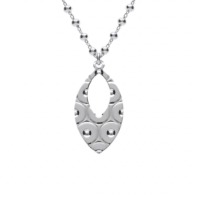 Hammered Oval Necklace – Silver | Azulin