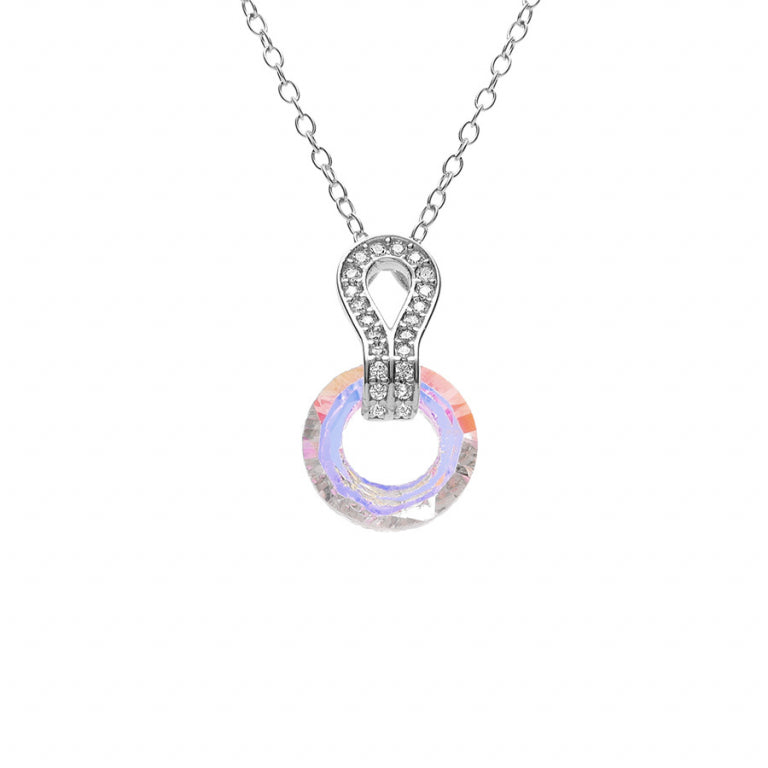 Collier cercle verre facetté oxydes blancs en argent 925 rhodié – Azuline
