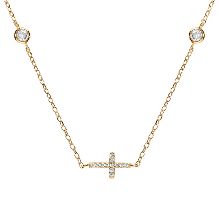 Cross Necklace – Silver Gilded with Fine Gold | Azuline