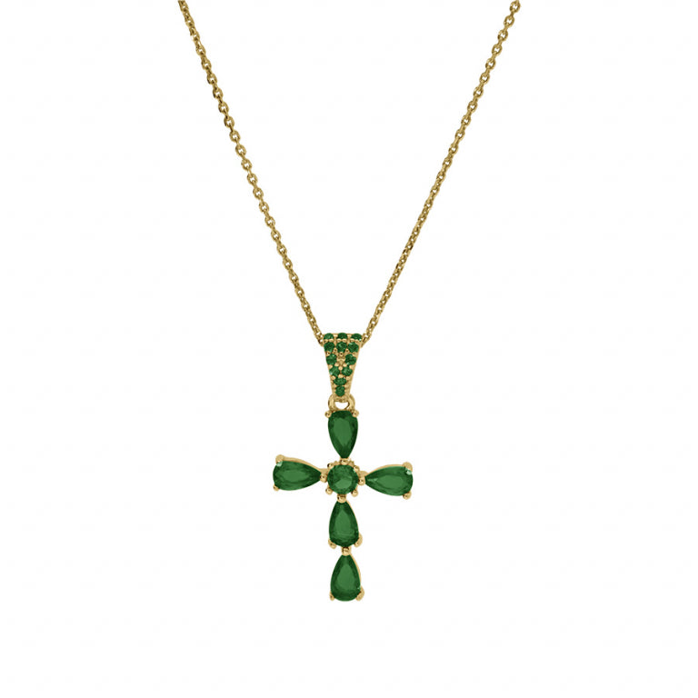 Cross Necklace – Silver Gilded with Fine Gold | Azuline view 2