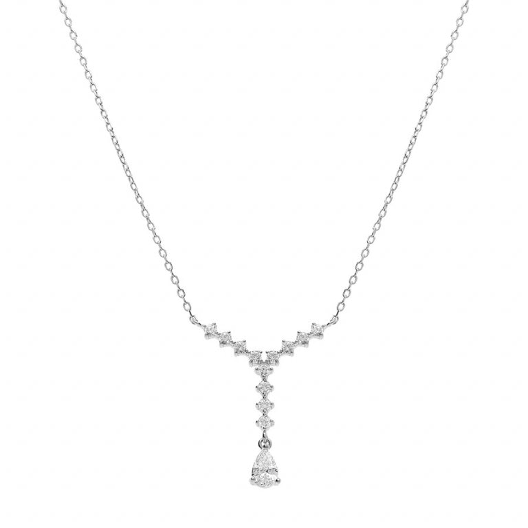Tie Necklace – Silver | Azuline view 2