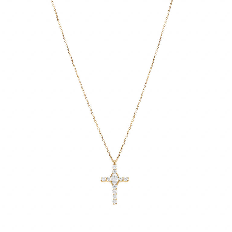 Cross Necklace – Silver Gilded with Fine Gold | Azuline view 2