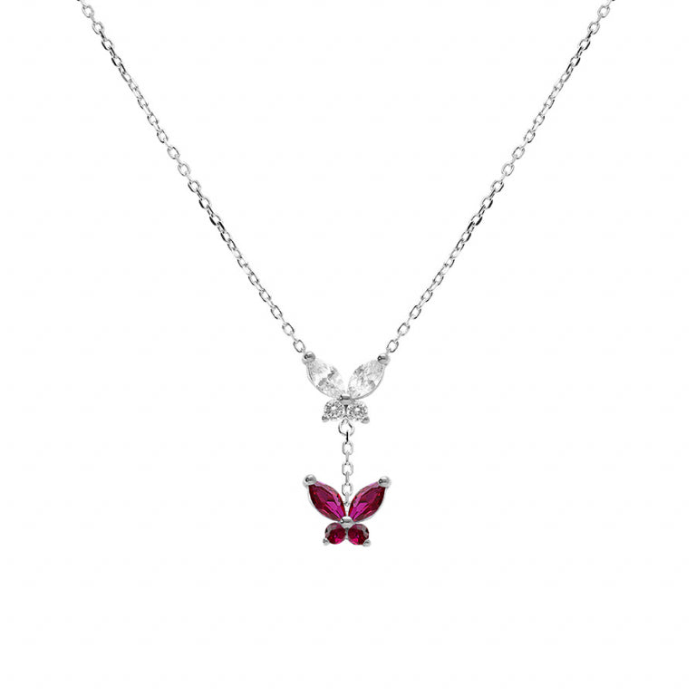 Butterflies Necklace – Silver | Azulin view 2
