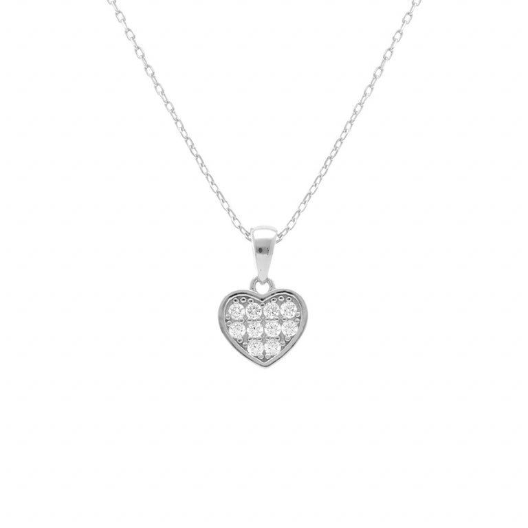 Collier cœur en argent 925 rhodié avec oxydes blancs