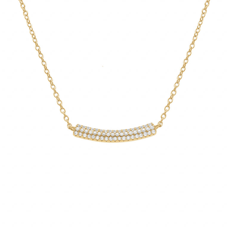 Collier mode barre incurvée en argent 925 avec oxydes blancs