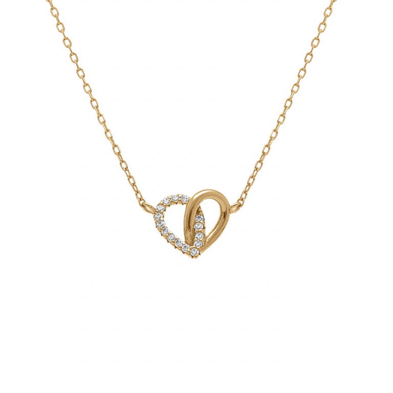 Collier mode cœur entrelacé en argent 925 avec oxydes blancs