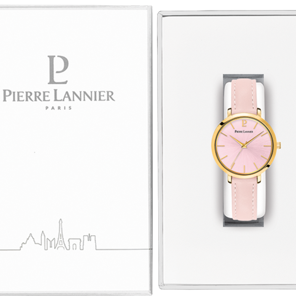 Montre femme Pierre Lannier CHOUQUETTE 038J555 – cadran rose bracelet cuir rose – vue 3