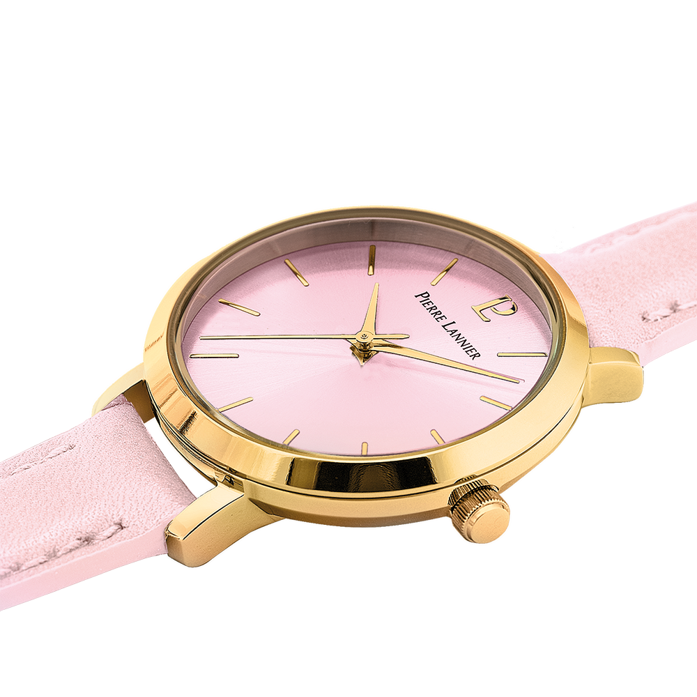 Montre femme Pierre Lannier CHOUQUETTE 038J555 – cadran rose bracelet cuir rose – vue 2