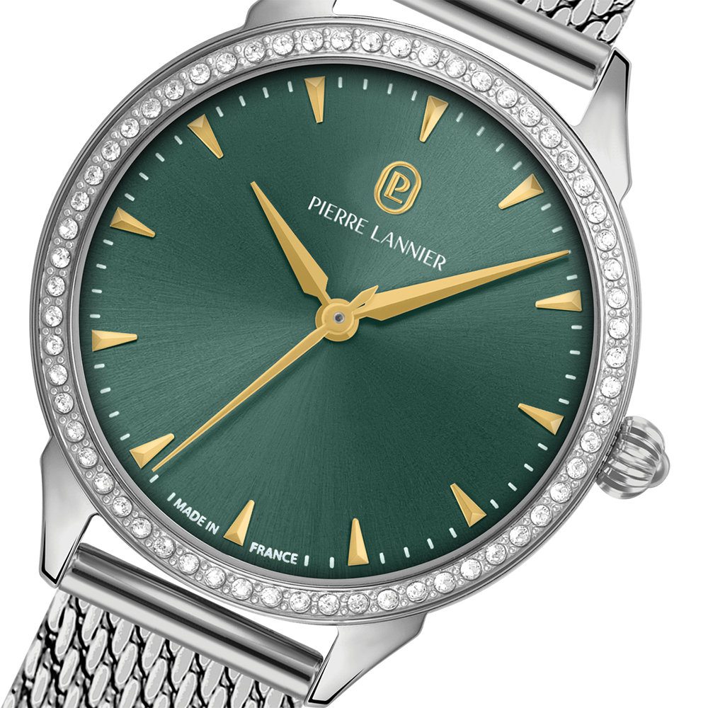 Montre femme Pierre Lannier ASTORIA 040K671 – cadran vert bracelet milanais argenté – vue 2