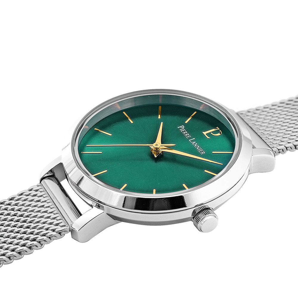 Montre femme Pierre Lannier CHOUQUETTE 046H671 – cadran vert bracelet acier milanais argenté – vue 3