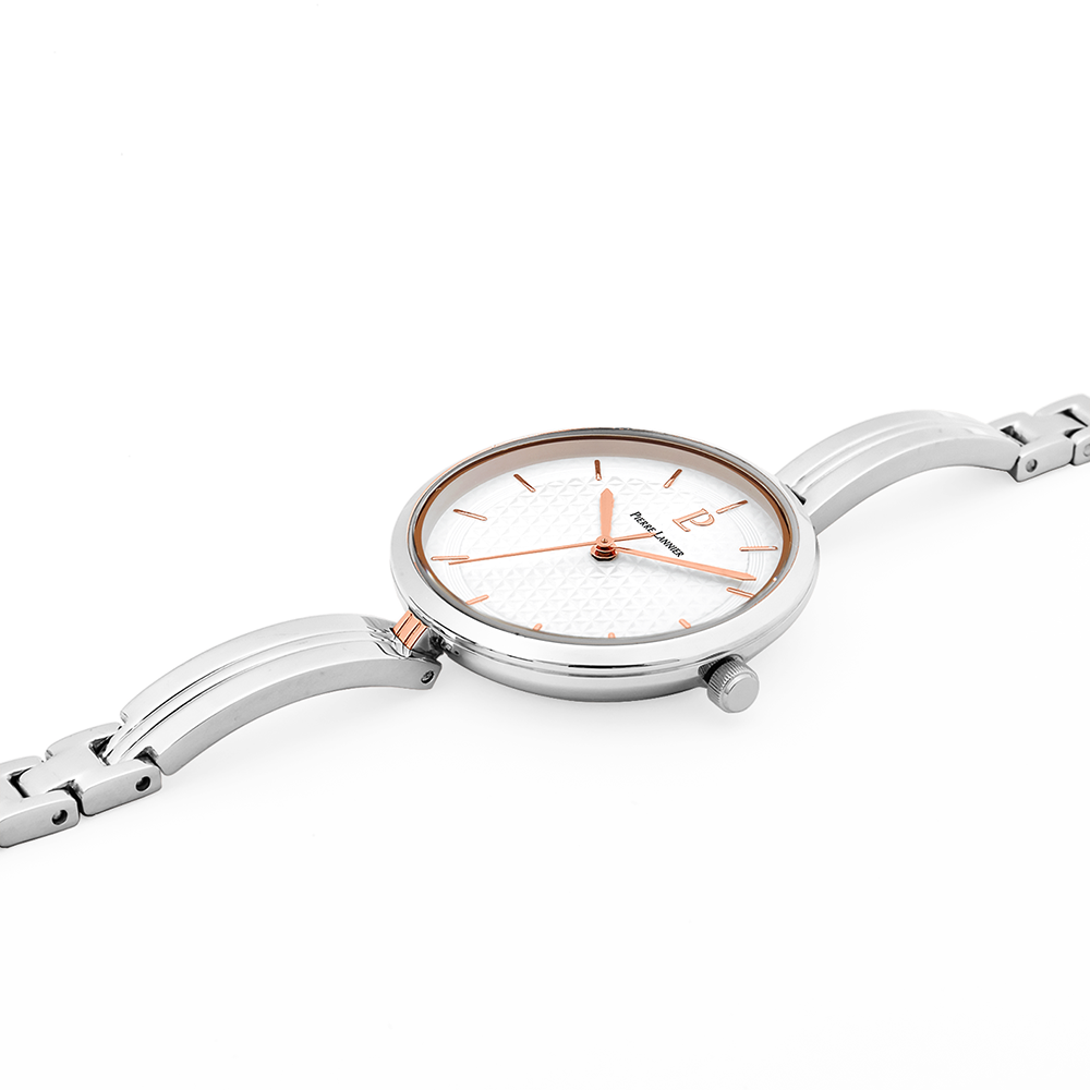 Montre femme Pierre Lannier PRETTY 047K701 – cadran blanc bracelet acier argenté – vue 2