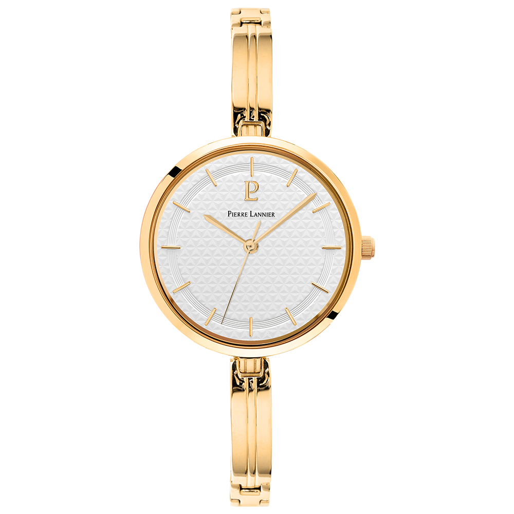 Montre femme Pierre Lannier PRETTY 048M502 – cadran blanc bracelet acier doré – vue de face