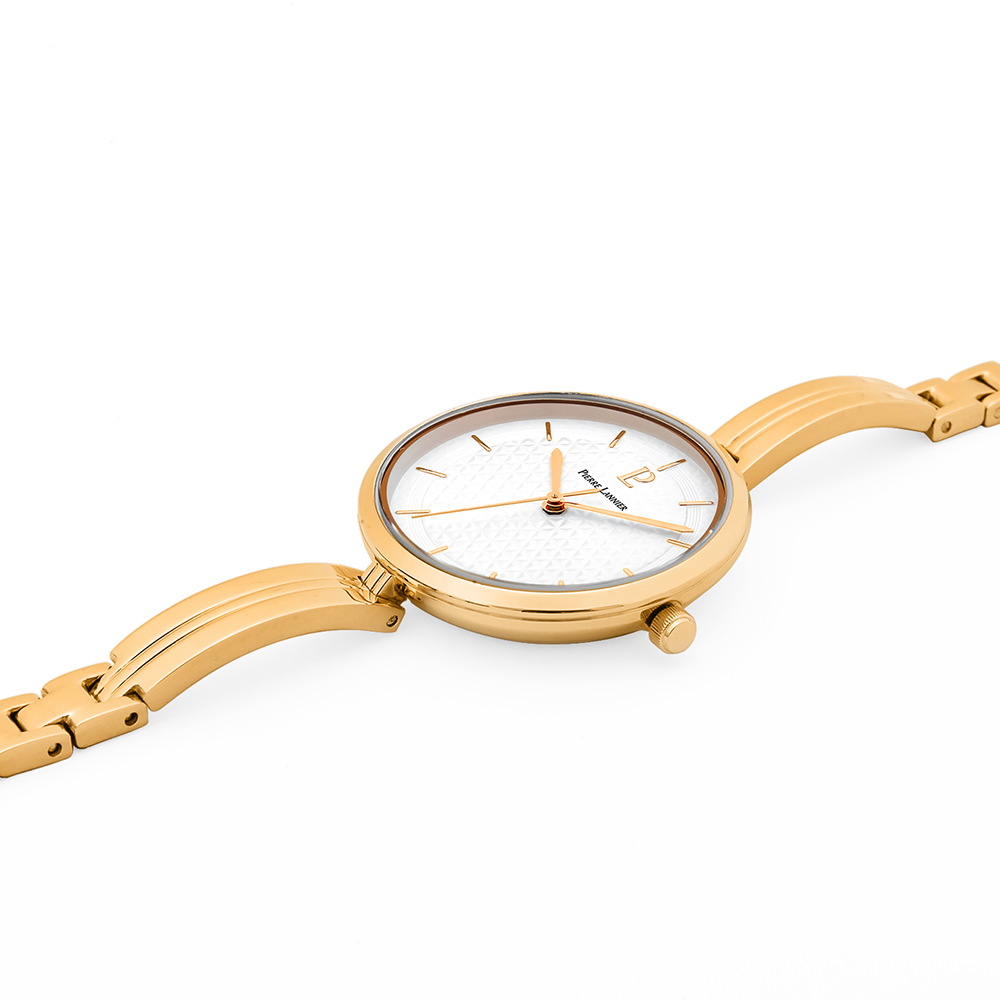 Montre femme Pierre Lannier PRETTY 048M502 – cadran blanc bracelet acier doré – vue 2