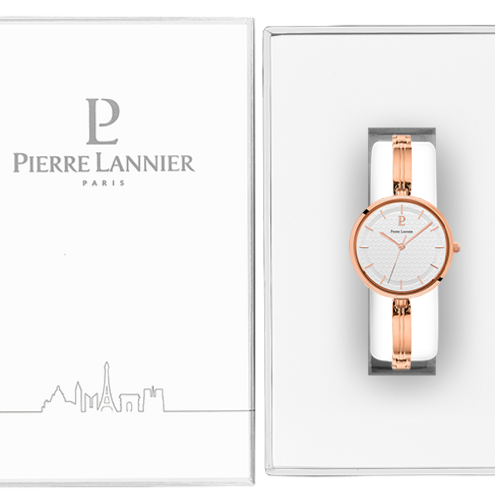Montre femme Pierre Lannier PRETTY 048M908 – cadran blanc bracelet acier doré rose – vue 3