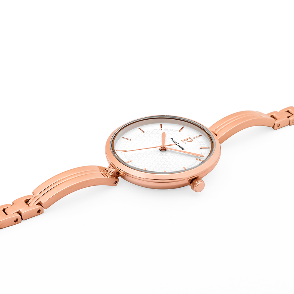 Montre femme Pierre Lannier PRETTY 048M908 – cadran blanc bracelet acier doré rose – vue 2