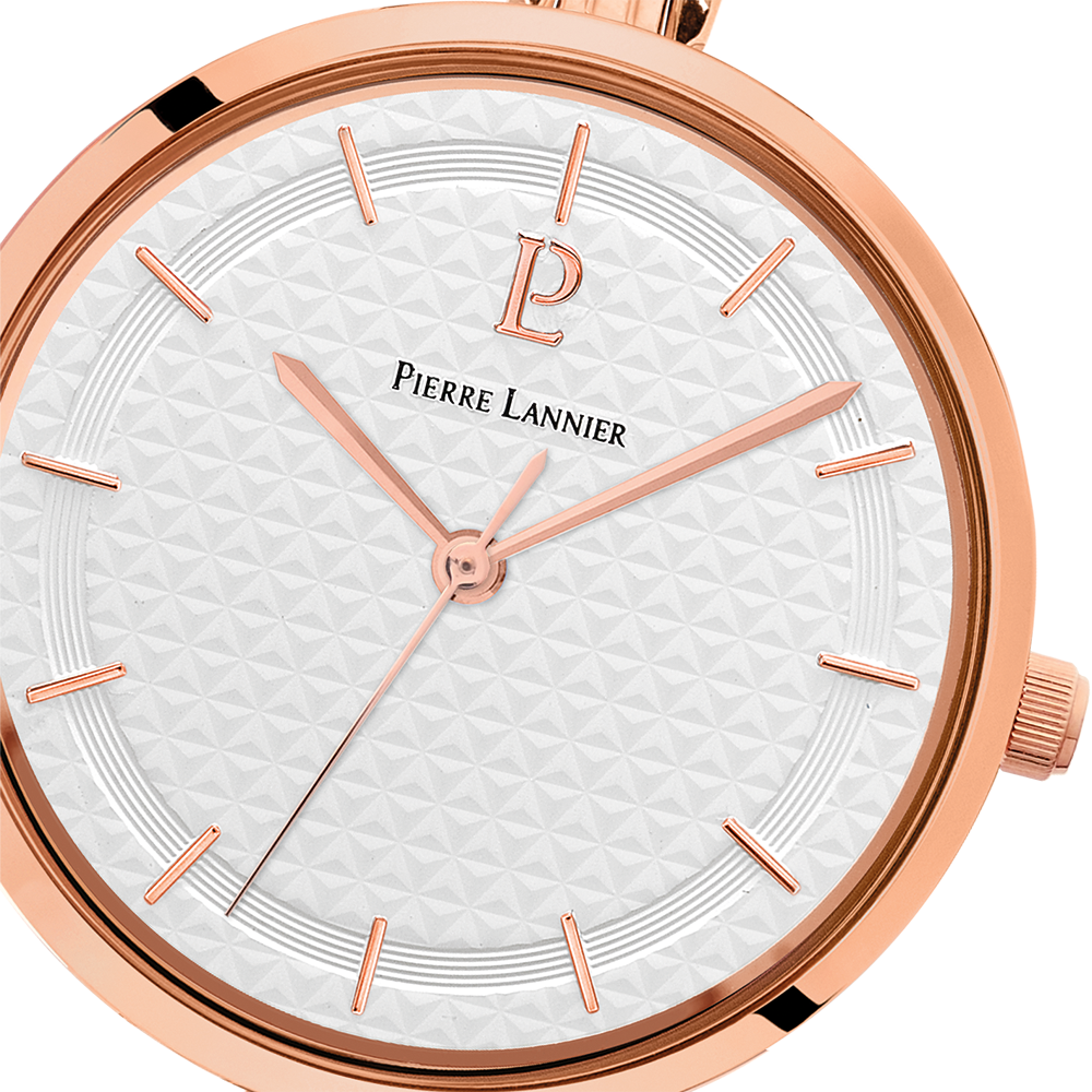 Montre femme Pierre Lannier PRETTY 048M908 – cadran blanc bracelet acier doré rose – vue 4