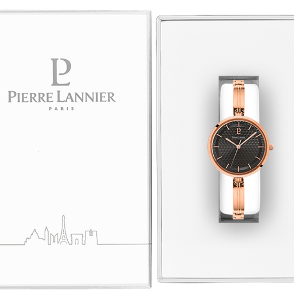 Montre femme Pierre Lannier PRETTY 048M938 – cadran noir bracelet acier doré rose – vue 3