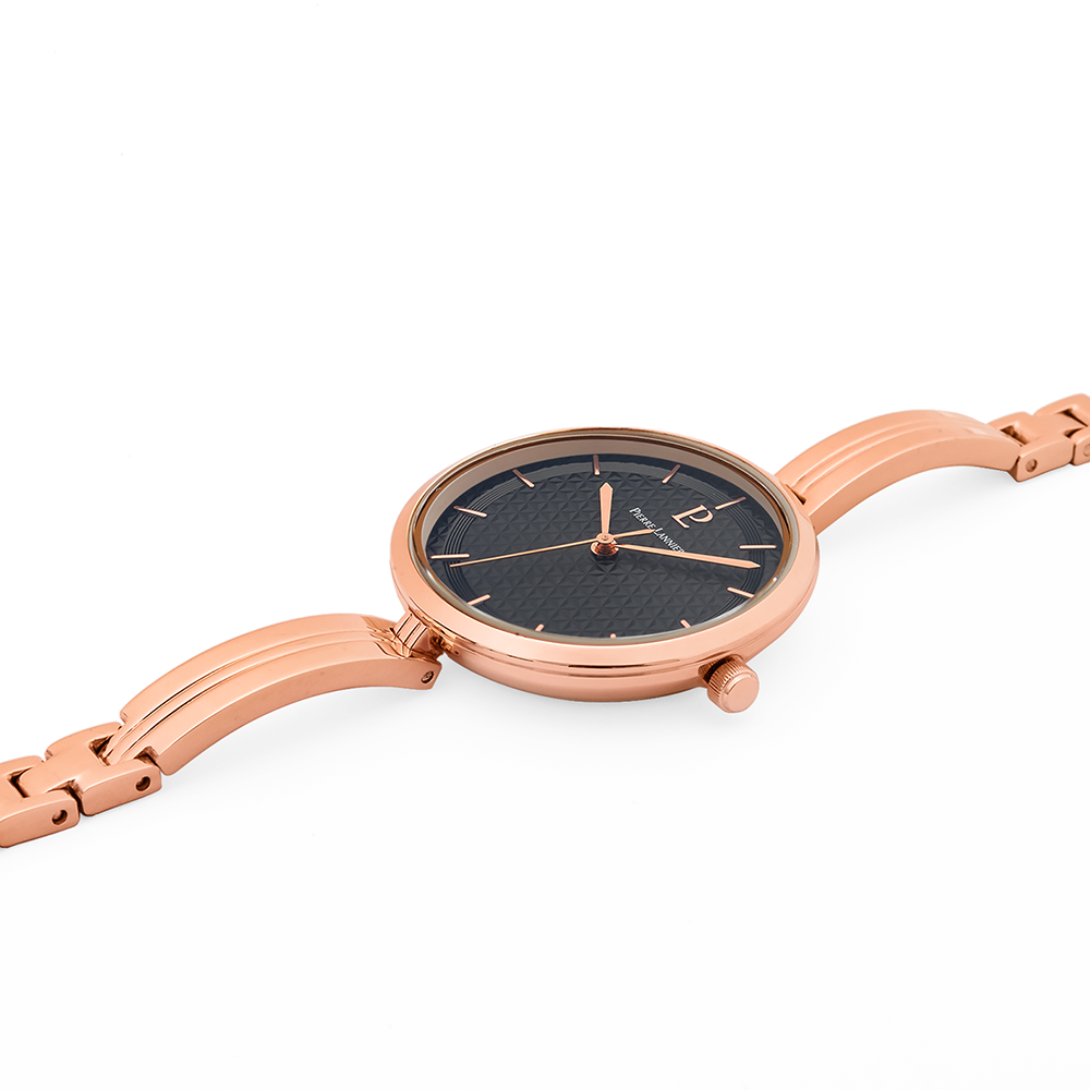 Montre femme Pierre Lannier PRETTY 048M938 – cadran noir bracelet acier doré rose – vue 2
