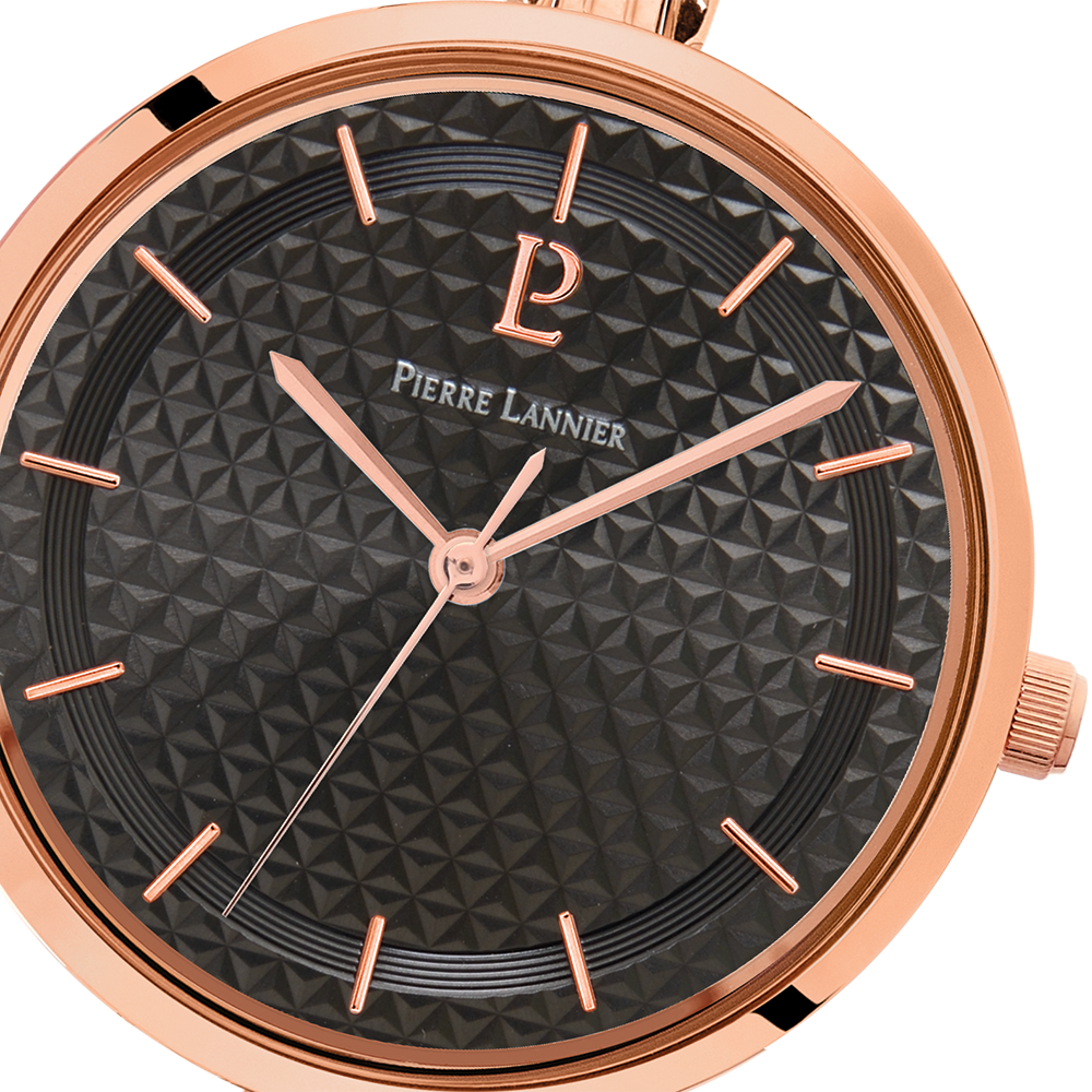 Montre femme Pierre Lannier PRETTY 048M938 – cadran noir bracelet acier doré rose – vue 4
