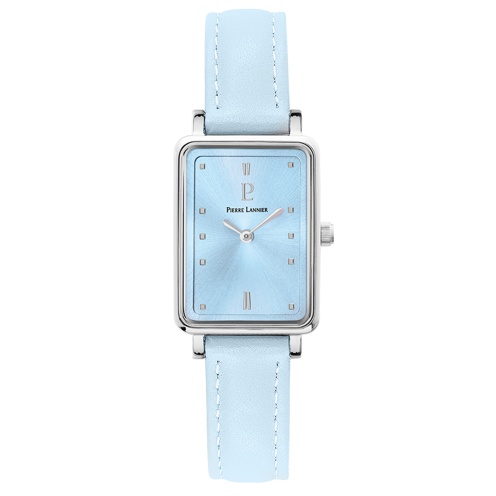 Montre femme Pierre Lannier ARIANE 049D666 – cadran bleu bracelet cuir bleu – vue de face