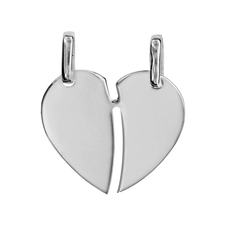Pendentif cœur à partager en argent 925 avec finition polie