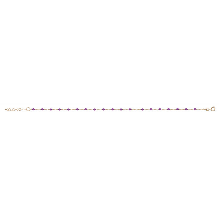 Chaîne de cheville argent 925 motifs olives résine violet transparent