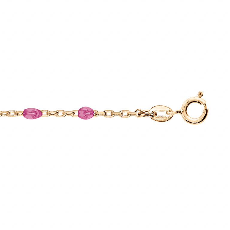 Chaîne de cheville en argent 925 avec motif olives et résine framboise transparent