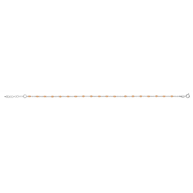 Chaîne de cheville Argent 925 motif olives résine orange transparent