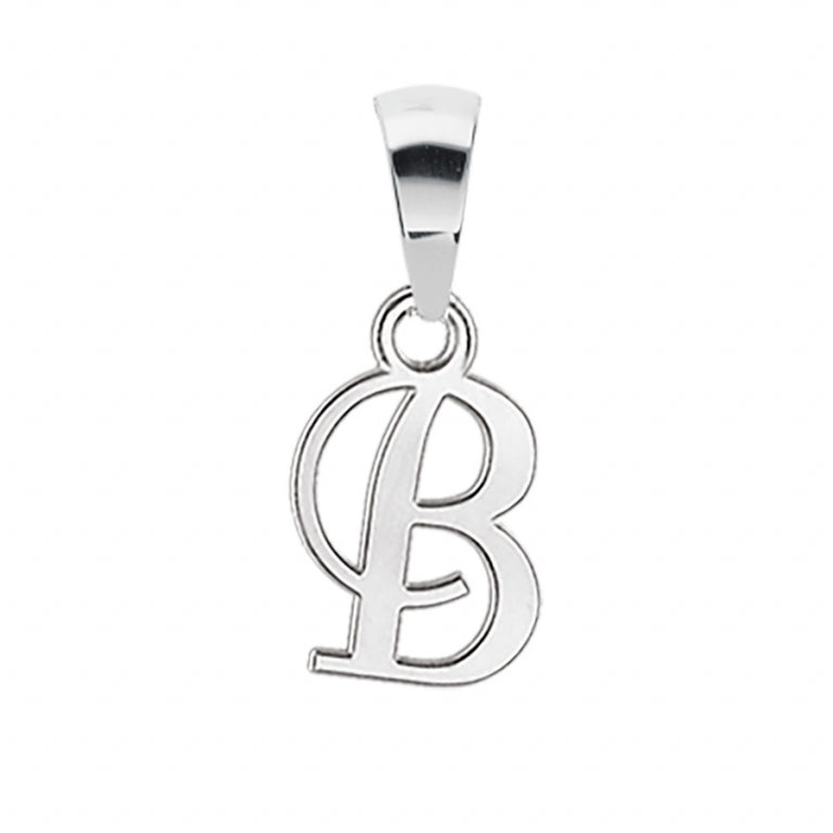 Pendentif initiale B en Argent 925 Rhodié élégant et épuré