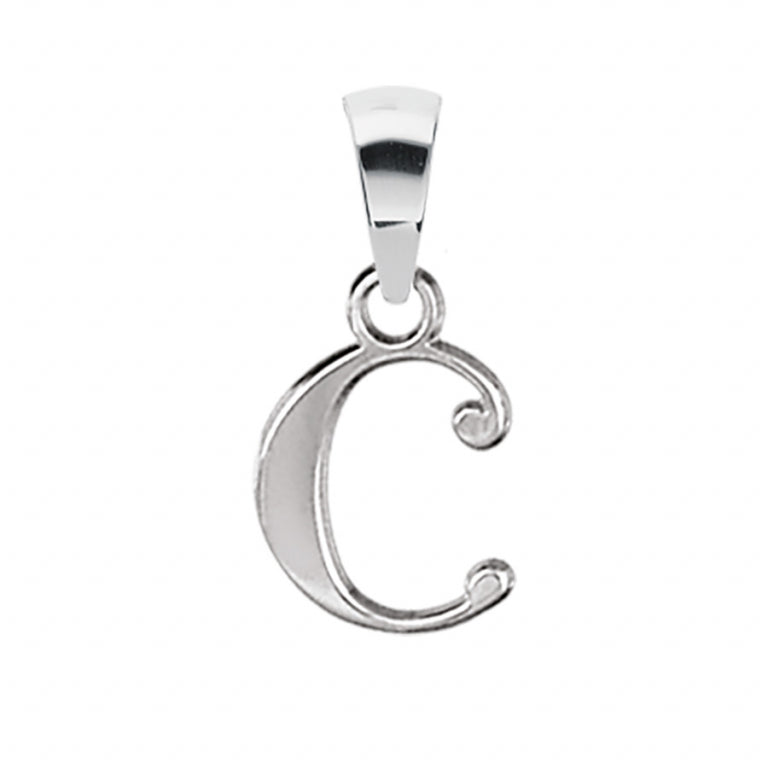 Pendentif initiale C petit modèle en Argent 925 Rhodié