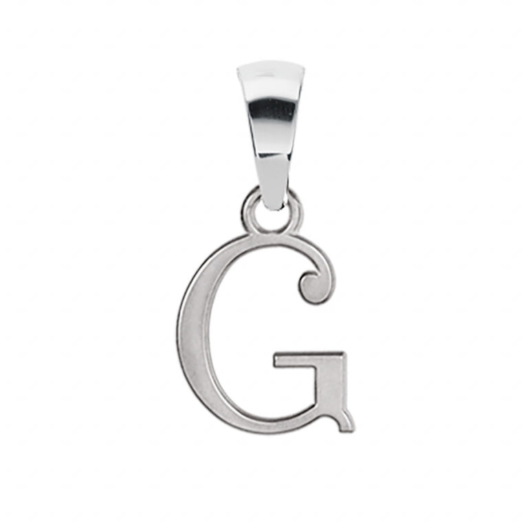 Pendentif mode initiale anglaise G en argent 925 rhodié